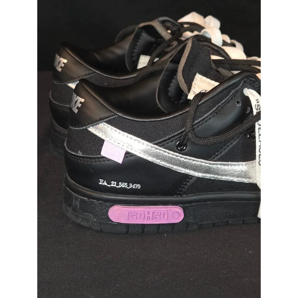 Nike Dunk Low‎ Off White 50 of 50 Black Silver Men's Size 8.5 DM1602 001